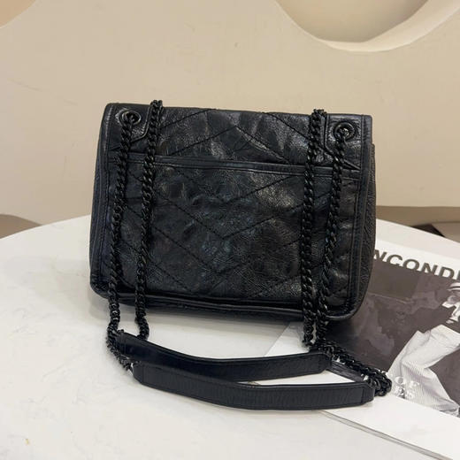 YSL Niki baby 黑色 so black 油蜡牛皮 小号 翻盖包 商品图1