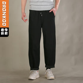 DRONKOO 2026 抽绳松紧腰后斜裁压褶中厚休闲长裤