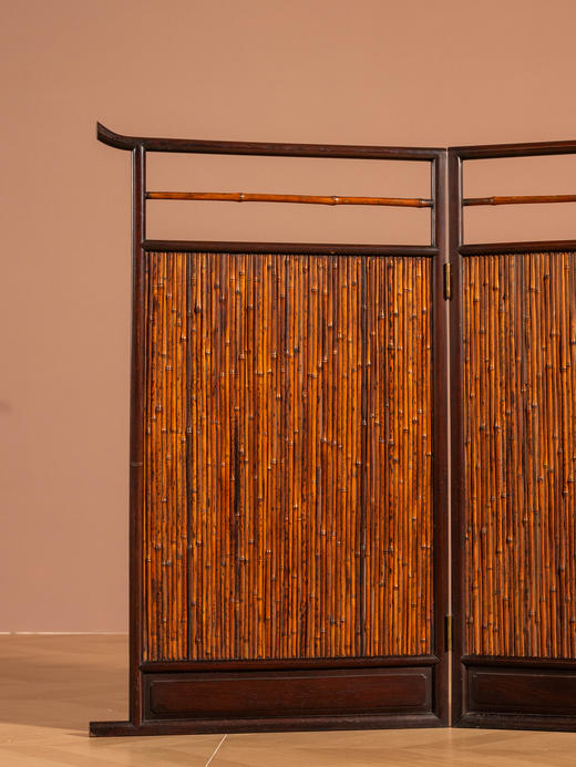 清	红木嵌湘妃竹双折屏风 商品图3