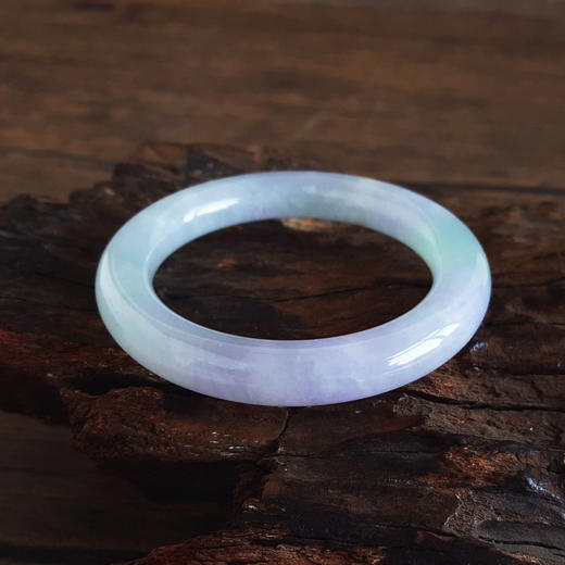 【天然正品】A货翡翠天然收藏级细腻无纹裂圆条糯冰种春彩紫罗兰54号翡翠手镯120226NJS61 商品图4