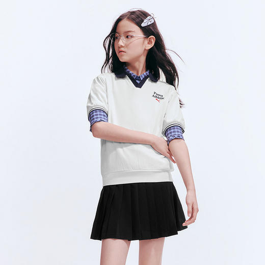 PUMA彪马童装2026夏季新款儿童短袖T恤女童上衣V领设计优雅俏皮 商品图4