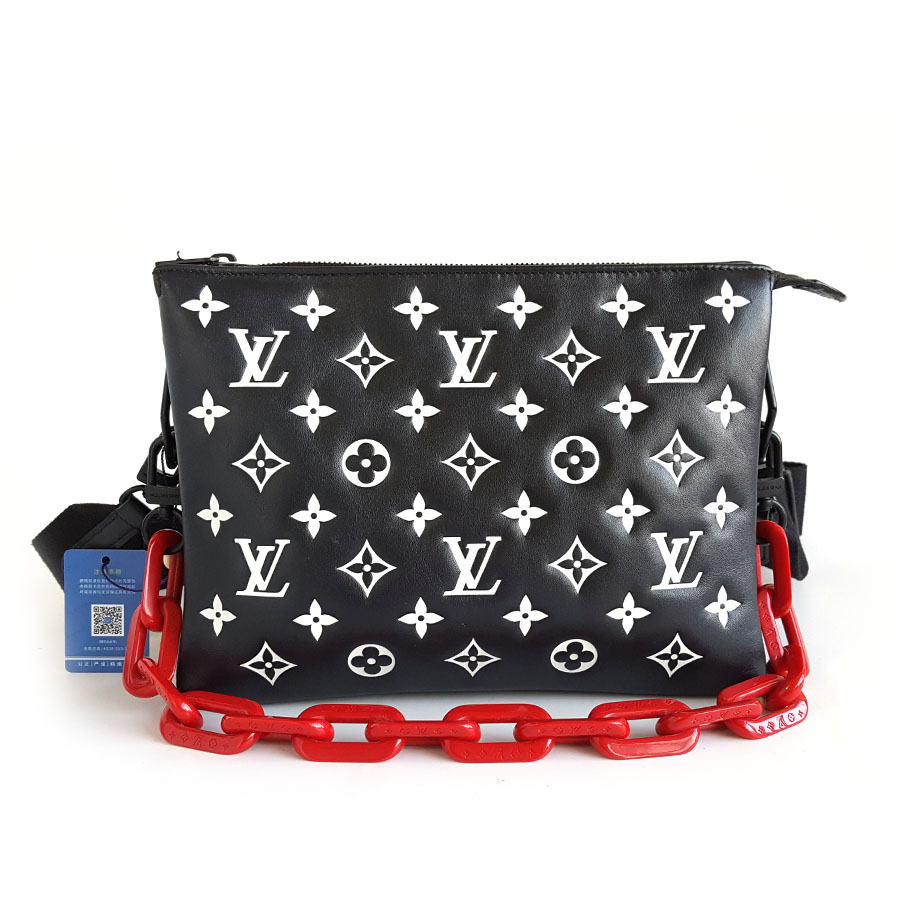 【95新】LV路易威登COUSSIN M59398小号限量款黑白压花coussin信封枕头单肩斜挎包120226AK46