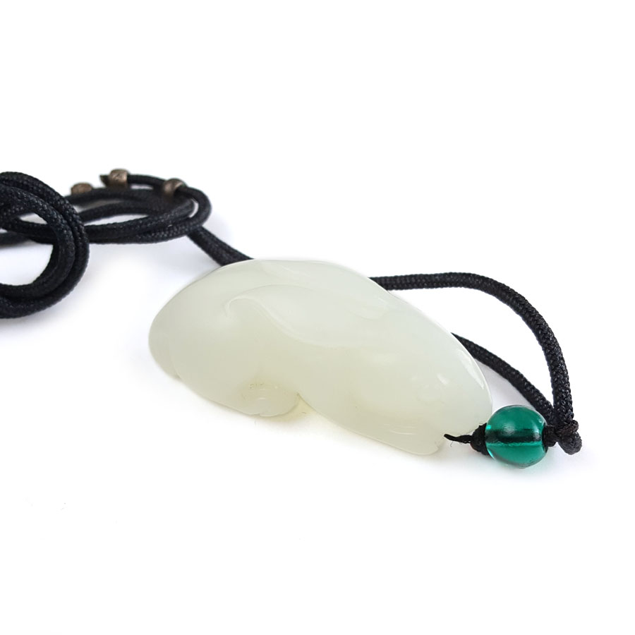 【天然正品】天然无杂裂俄料卯兔造型和田玉（聪敏、机灵）吊坠项链47.6*24.4*17.6MM（皆取最大值）120126NJM33