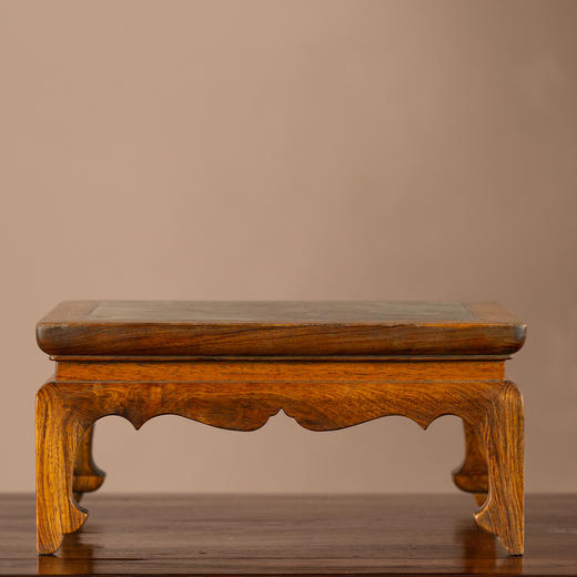 清	黄花梨嵌云石云纹足方形器座 商品图4