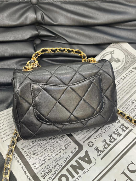 Chanel 23C 圆环 方胖子 黑金 牛皮 斜挎包 商品图1