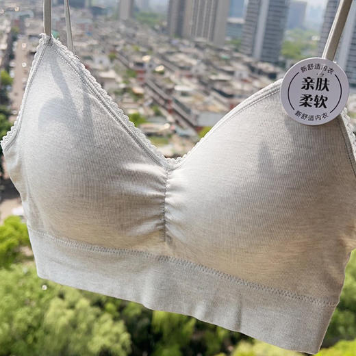 《浅灰色无货勿拍》纪念日百货U型后背精致蕾丝边褶皱设计文胸162701782 商品图3