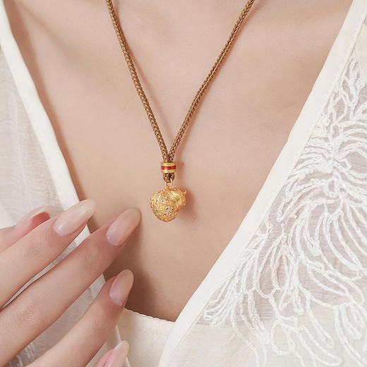 【招财进宝沙金葫芦项链】敦煌轻奢国风项链 新款葫芦吊坠设计款项链 商品图2