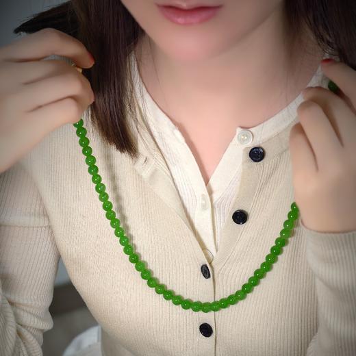 苹果绿色碧玉珠子项链 商品图1