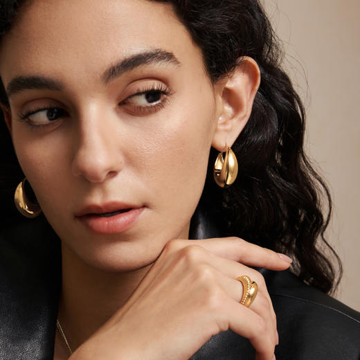 【网球职业运动员李娜&张予曦同款】Mordern Art 现代艺术时期 | 小水滴金/银圈耳环 商品图3