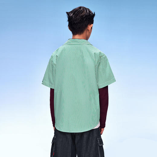 PUMA彪马童装2026夏季新款儿童短袖衬衫条纹设计时髦洋气 商品图3
