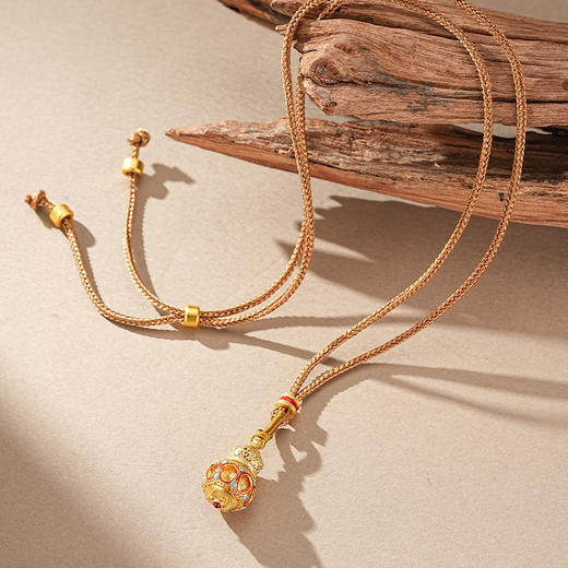 【吉祥八宝沙金葫芦项链】敦煌轻奢国风项链 新款葫芦吊坠设计款项链 商品图6