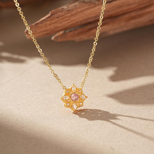 【如意宝莲碧玺项链】敦煌小众设计款莲花碧玺项链 新中式国风文创配饰 商品图2