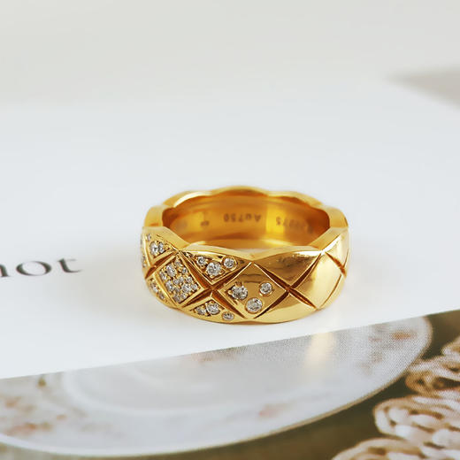 【天然正品】AU750黄金简约时尚定制款群镶钻石戒指11号（皆取最大值）100226NJS16 商品图3