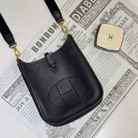 爱马仕 伊芙琳 黑色 金扣 mini togo皮 斜挎包