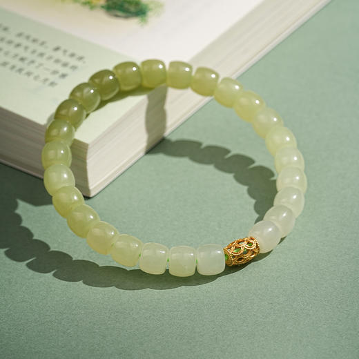 【青云·和田玉渐变桶珠手串】真品天然和田玉晴水渐变串珠手串女款翡翠玉石手链高级感原创设计 商品图3