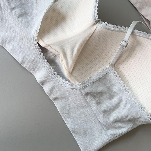 《浅灰色无货勿拍》纪念日百货U型后背精致蕾丝边褶皱设计文胸162701782 商品图5
