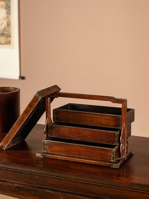 清	黄花梨三撞提梁盒 商品图2