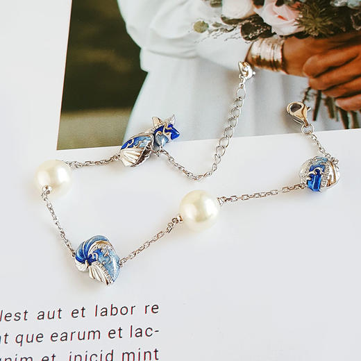 【天然正品】AU750白金镶钻镶天然真科研大证设计师款海洋元素造型近完美约8.8MM AKOYA海水珍珠手链 链长：19CM（长度可调节）190126NJS33 商品图2