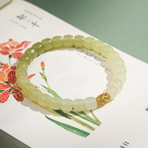 【青云·和田玉渐变桶珠手串】真品天然和田玉晴水渐变串珠手串女款翡翠玉石手链高级感原创设计 商品图5