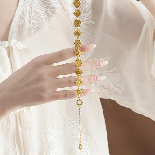 【盛世华彩沙金手链】敦煌古法沙金盛世华彩传承华星凝辉手链女复古国潮风手链 商品图8