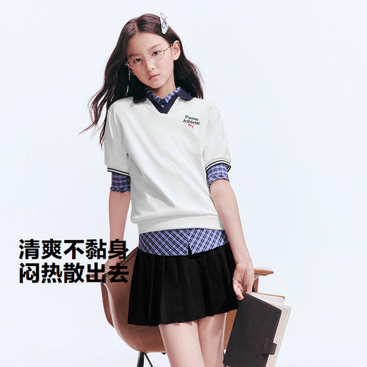PUMA彪马童装2026夏季新款儿童短袖T恤女童上衣V领设计优雅俏皮 商品图1