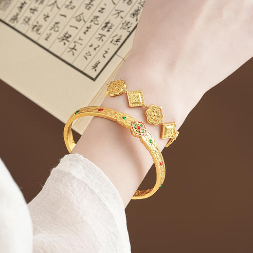 【盛世华彩沙金手链】敦煌古法沙金盛世华彩传承华星凝辉手链女复古国潮风手链 商品图5