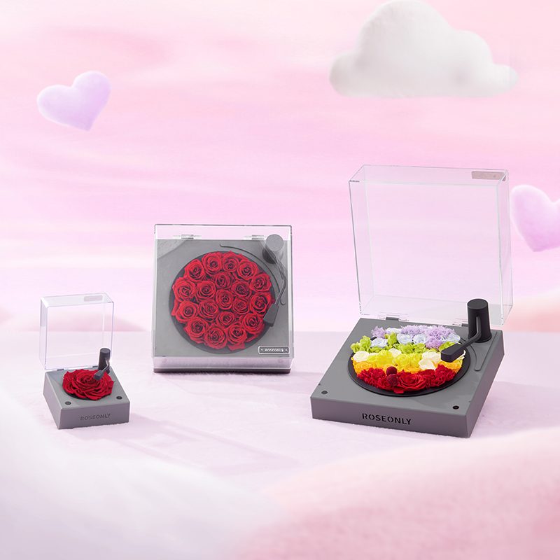 【留声机】ROSEONLY诺誓 永生玫瑰花礼盒 音乐留声机  小号 大号   红色 粉色   生日情人节 结婚 送爱人礼物
