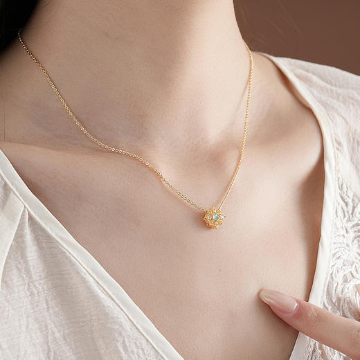 【如意宝莲碧玺项链】敦煌小众设计款莲花碧玺项链 新中式国风文创配饰 商品图8