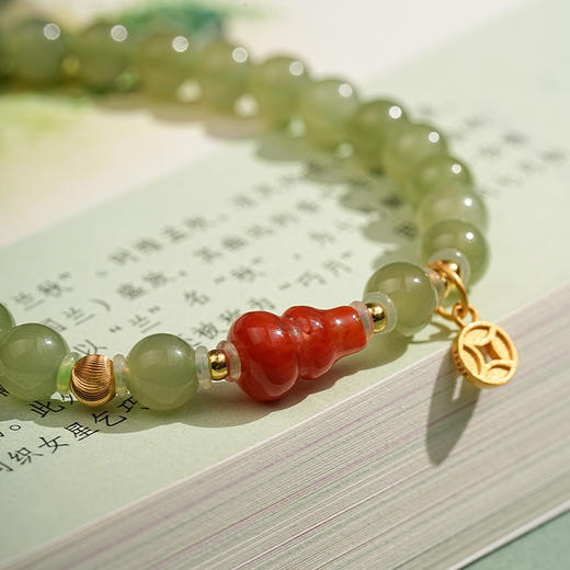 【福禄·和田玉葫芦手串】天然和田玉圆珠手串女款搭配南红葫芦福禄吉祥简约大方新中式手链 商品图6