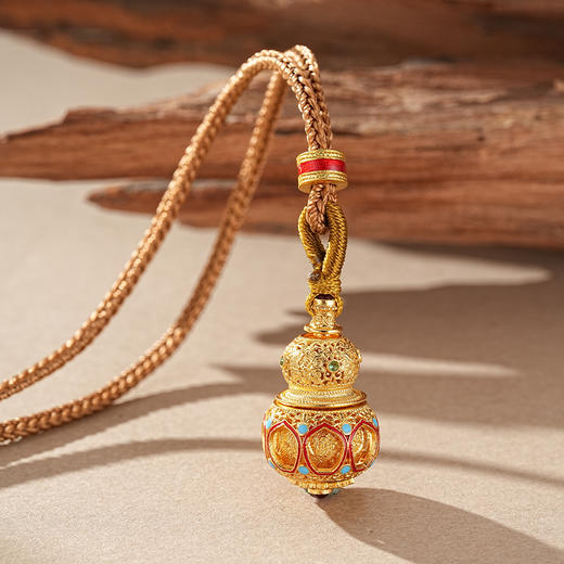 【敦煌沙金葫芦吊坠项链】敦煌轻奢国风项链 新款葫芦吊坠设计款项链 商品图2