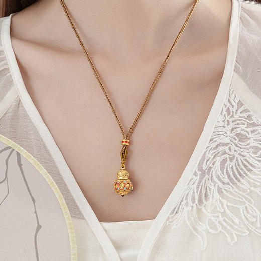 【吉祥八宝沙金葫芦项链】敦煌轻奢国风项链 新款葫芦吊坠设计款项链 商品图1
