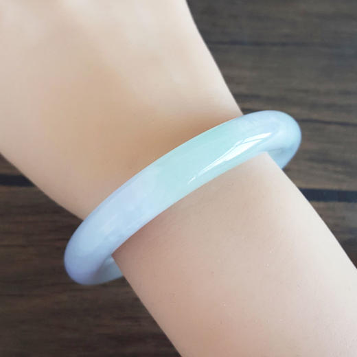 【天然正品】A货翡翠天然收藏级细腻无纹裂圆条糯冰种春彩紫罗兰54号翡翠手镯120226NJS61 商品图7