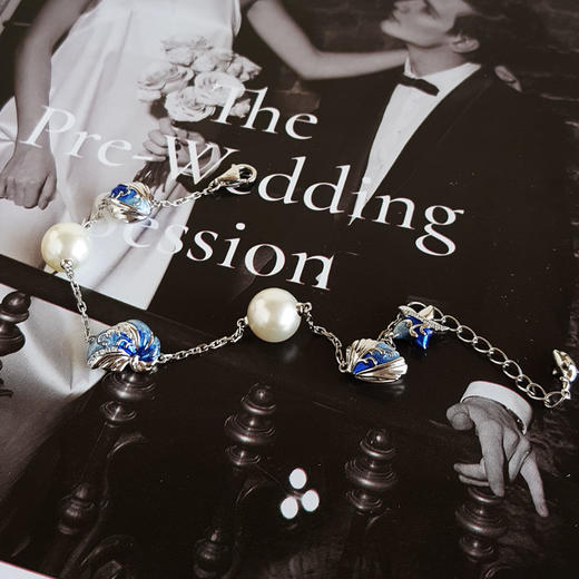 【天然正品】AU750白金镶钻镶天然真科研大证设计师款海洋元素造型近完美约8.8MM AKOYA海水珍珠手链 链长：19CM（长度可调节）190126NJS33 商品图3