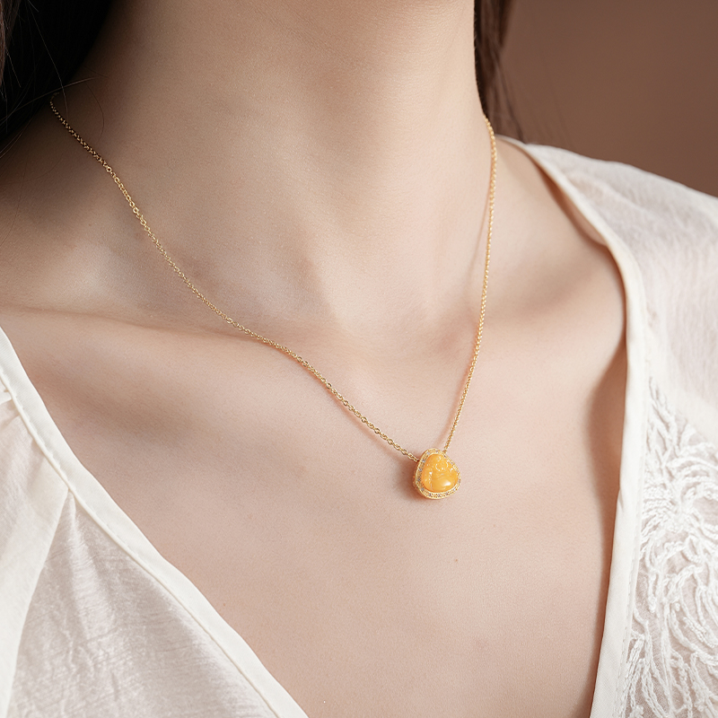 【蜜蜡佛公项链】敦煌福佑国风项链 新款蜜蜡佛公吊坠项链