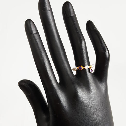 【天然正品】AU750黄金镶天然帝王紫舒俱来配约2.6MM小米珠珍珠指环戒指15号（弹力绳）230126NJM19 商品图5