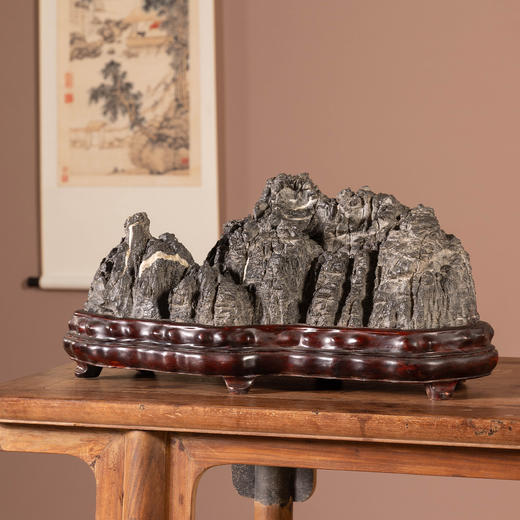 清	英石文房赏石（红木座） 商品图1