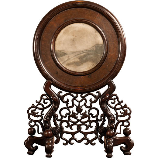 清	红木镶云石圆形座屏 商品图5