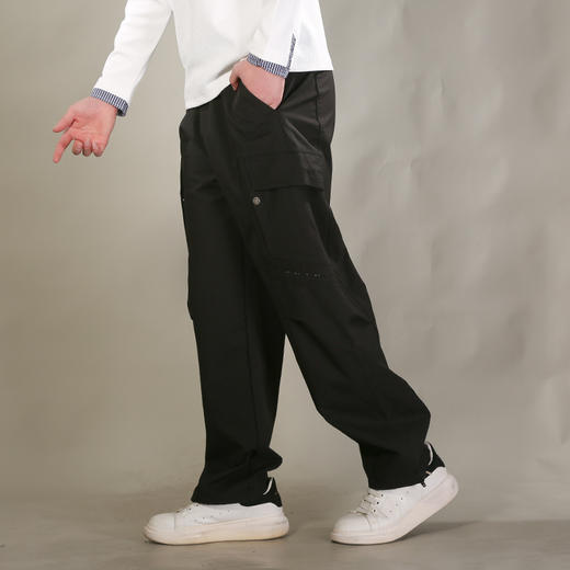 DRONKOO 2026 抽绳松紧腰前多破缝结构活页户外风中厚工装长裤 商品图3