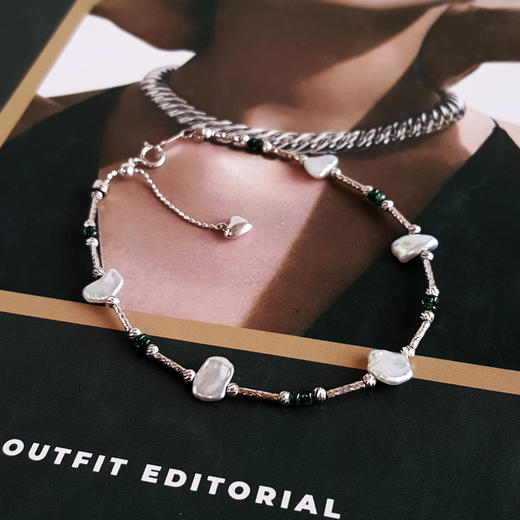 【天然正品】AU750白金天然巴洛克海水珍珠手链19CM（长度可调节）311225NJM49 商品图2