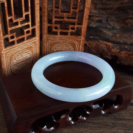 【天然正品】A货翡翠天然收藏级细腻无纹裂圆条糯冰种春彩紫罗兰54号翡翠手镯120226NJS61 商品图5