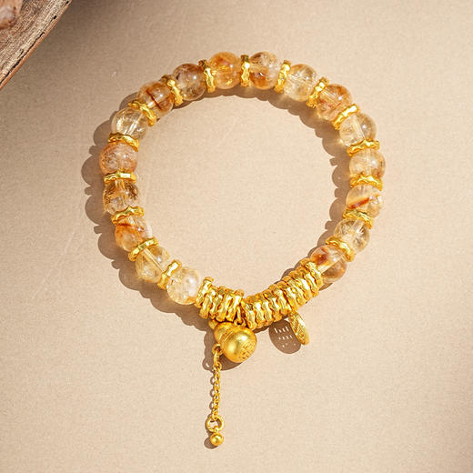 【黄塔晶盘缠手串】敦煌天然黄塔水晶盘缠串珠手链女时尚高级感招财手串 商品图2