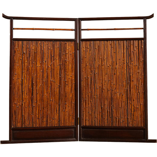 清	红木嵌湘妃竹双折屏风 商品图5