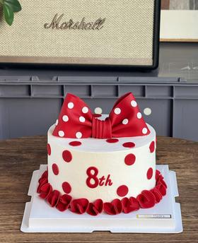 红色波点蝴蝶结周岁（数字可换）