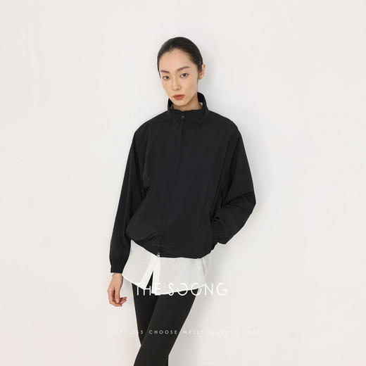 THESOONG|“立体辑边”盖齿拉链橡筋收口立领夹克HWWT7573 商品图0