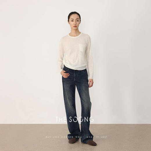 THESOONG|"极简主义"精纺纯羊毛糯感卷边口袋圆领外套HWMY8490 商品图5