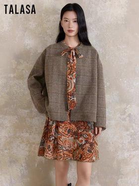 TALASA女装复古格纹棉衣22544E617