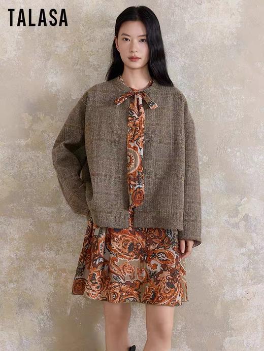 TALASA女装复古格纹棉衣22544E617 商品图0
