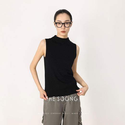 THESOONG|早春新品羊毛无缝一体细腻软糯感无袖立领毛衣HWMY8519 商品图0