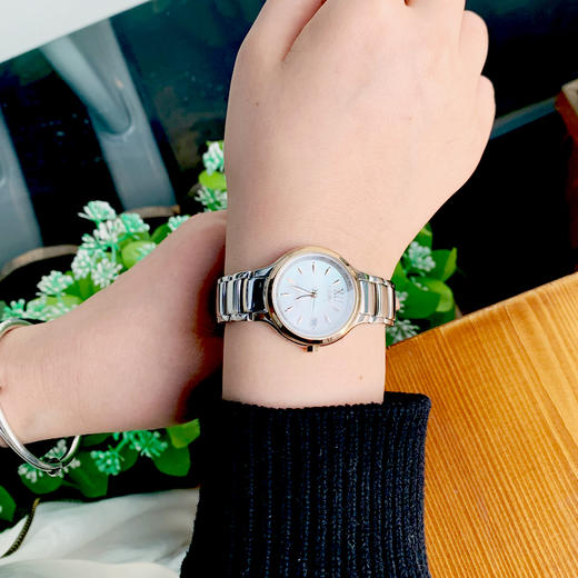 西铁城日本正品不锈钢间玫瑰金色万年历多局电波 女表EC1174-84D 商品图3