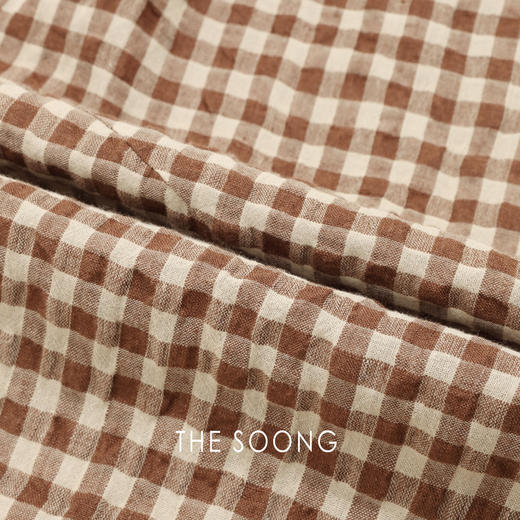 THESOONG|‘松弛哲学’亚麻混纺高腰筋骨感宽松直筒格子休闲裤8562 商品图5